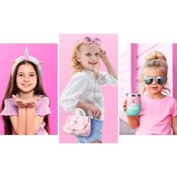 9PCS Unicorn Gifts for Girls Glow in the Dark Blanket Purse Toys for Ages 4-8 - Picture 8 of 9